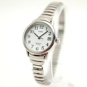 Timex Indiglo Silver Tone 25mm Womens Watch Date Stretch Bracelet w New Battery
